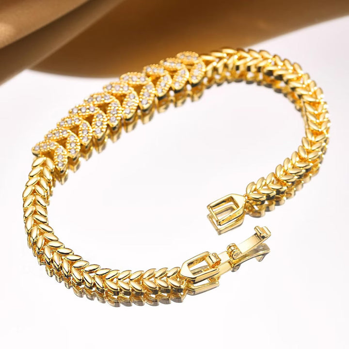 Bracelet de tennis feuille éternelle | Or