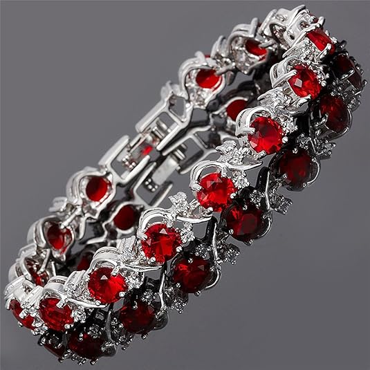 Bracelet de tennis en rubis | Or blanc