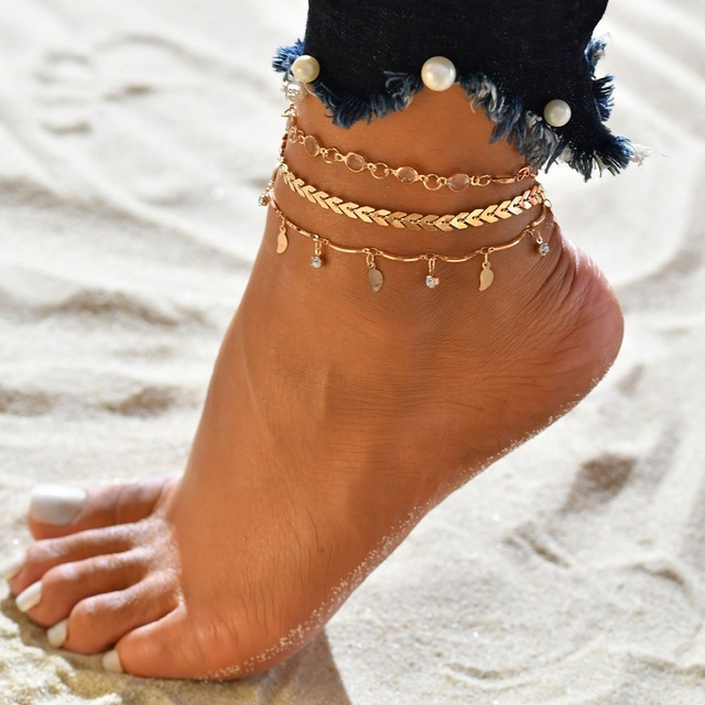 Bracelet de cheville et cristal | Or