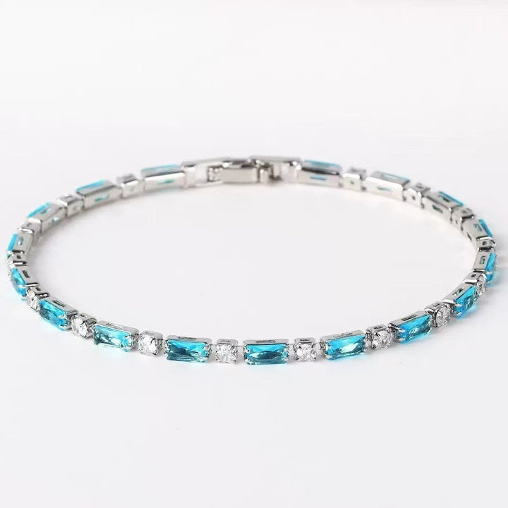 Bracelet en pierre turquoise naturelle | Or blanc