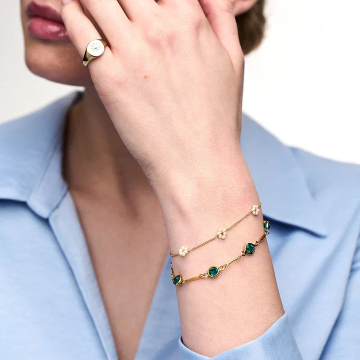 Bracelet en chaîne émeraude | Or
