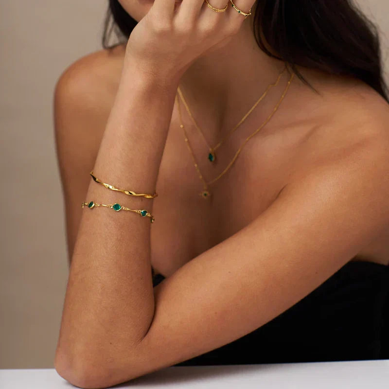 Bracelet en chaîne émeraude | Or