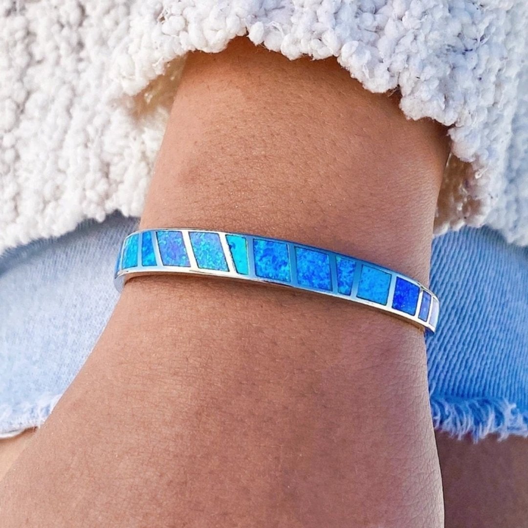 Bracelet en opale bleue et argent | Argent