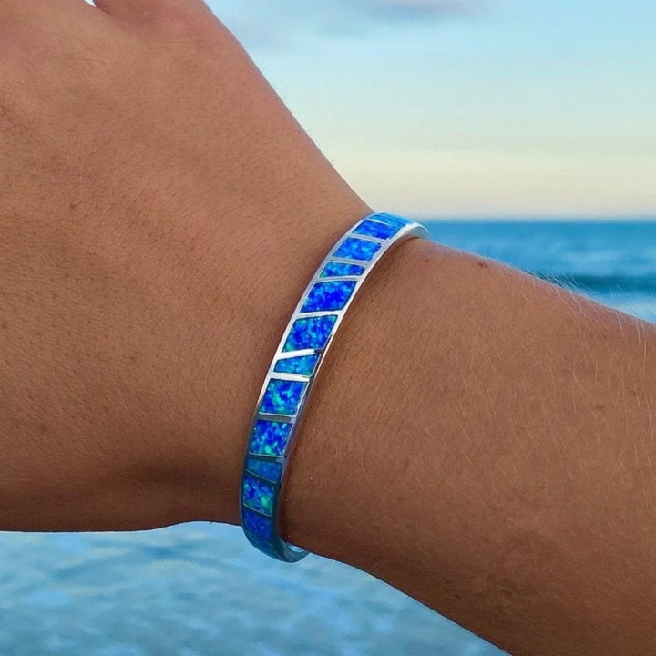 Bracelet en opale bleue et argent | Argent