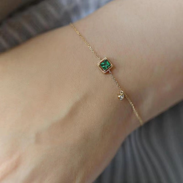 Bracelet avec cristal vert | Or