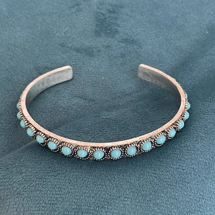 Bracelet ouvert Talisse turquoise | Or blanc