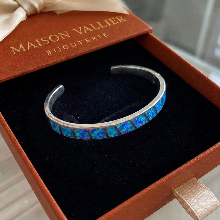 Bracelet en opale bleue et argent | Argent