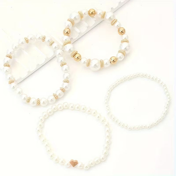 Bracelets en perles blanches | Or