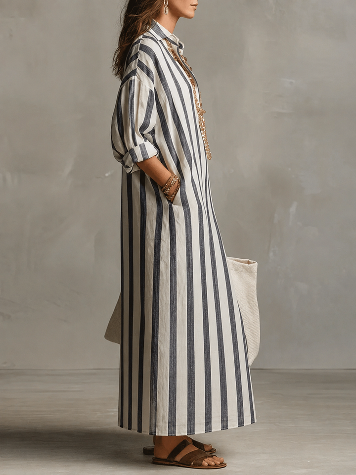 Xénia – Pruhované maxi šaty