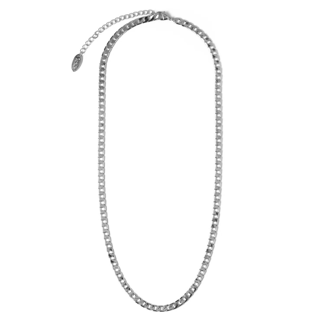 Collier chaîne à maillons Plat | Or blanc