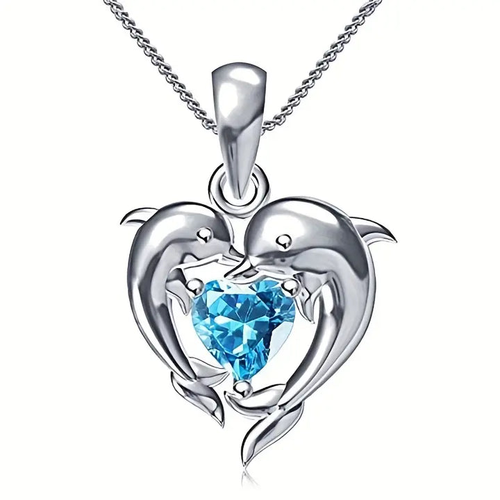 Collier cœur océan Jumeaux | Or blanc