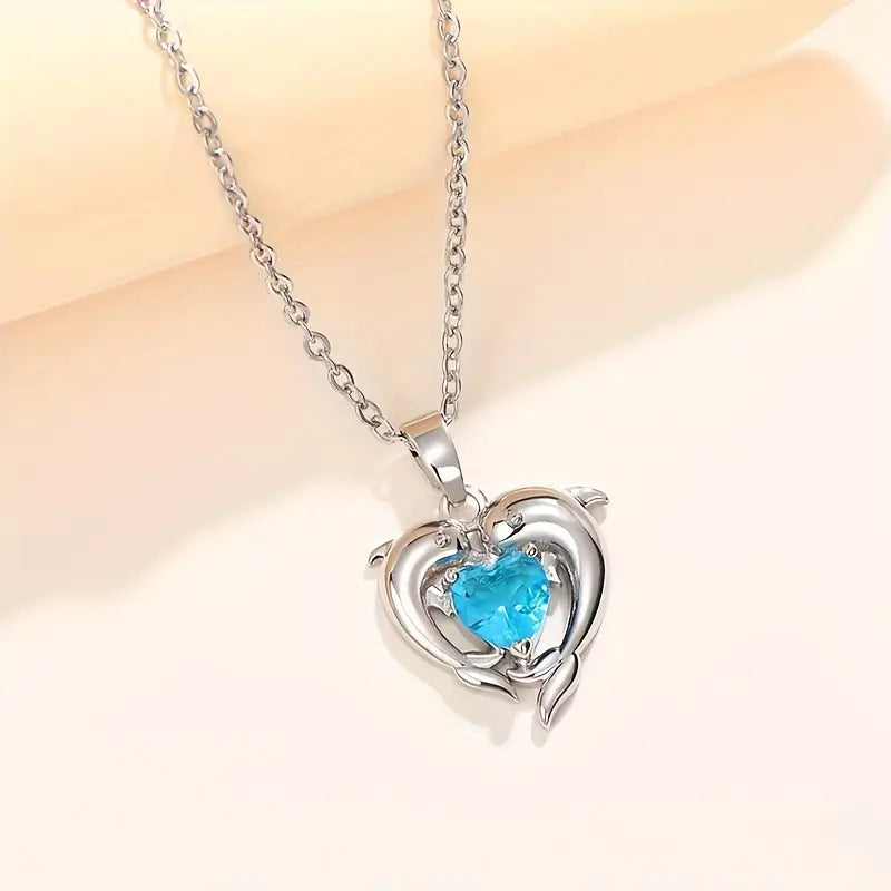Collier cœur océan Jumeaux | Or blanc