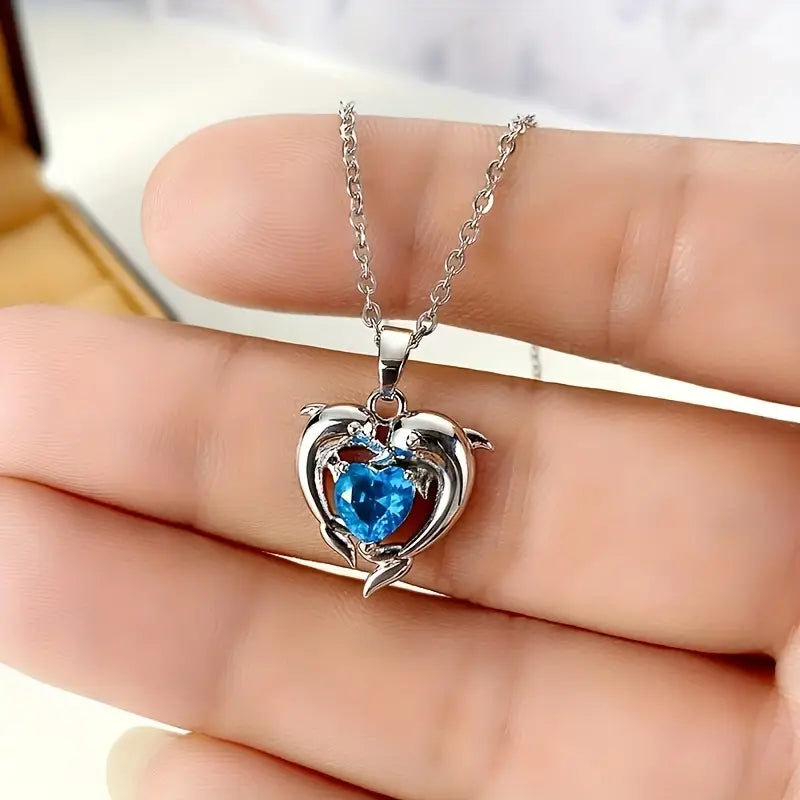 Collier cœur océan Jumeaux | Or blanc