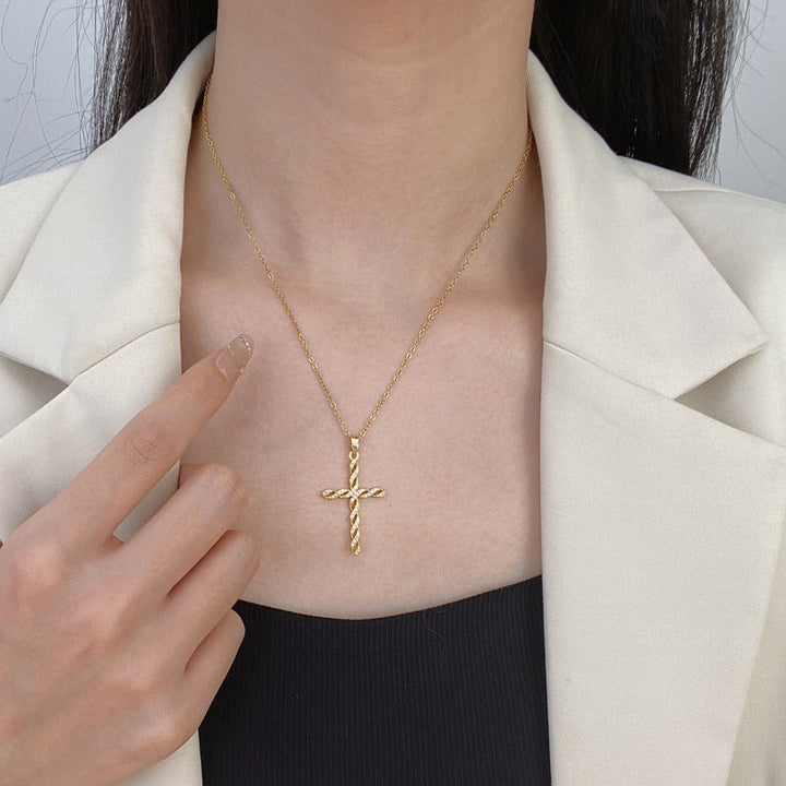 Collier croisé torsade en cristal | Or