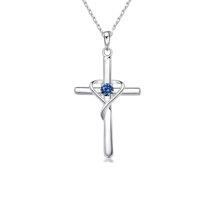Collier croix saphir | Or blanc