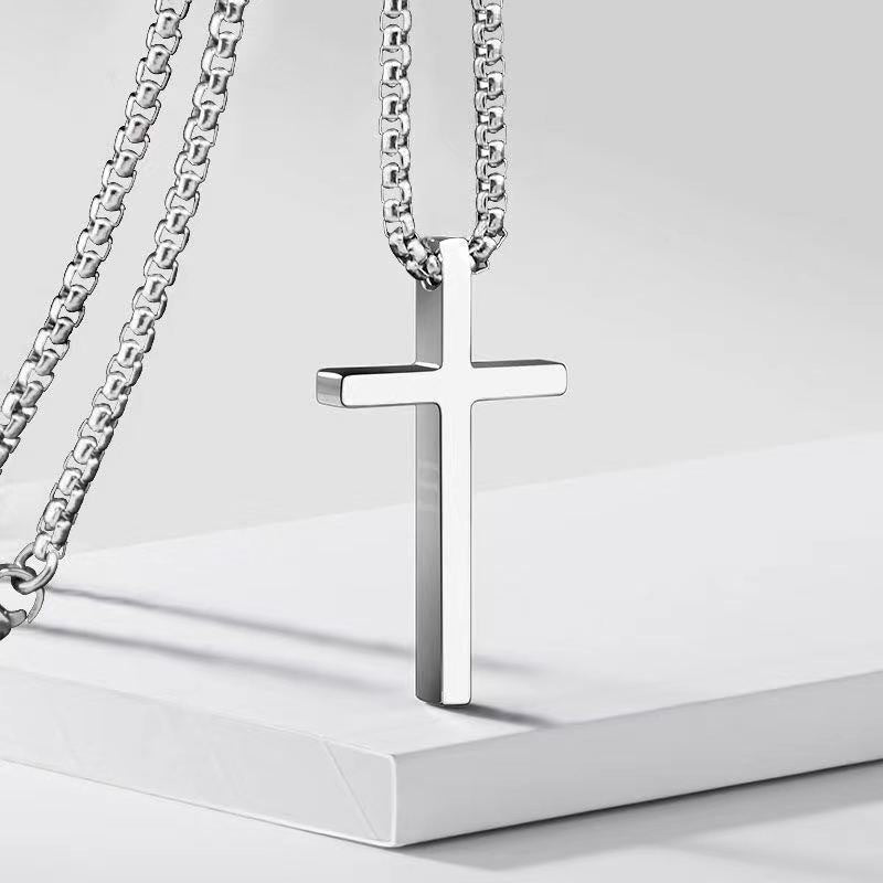 Collier croix avec monture | Or blanc
