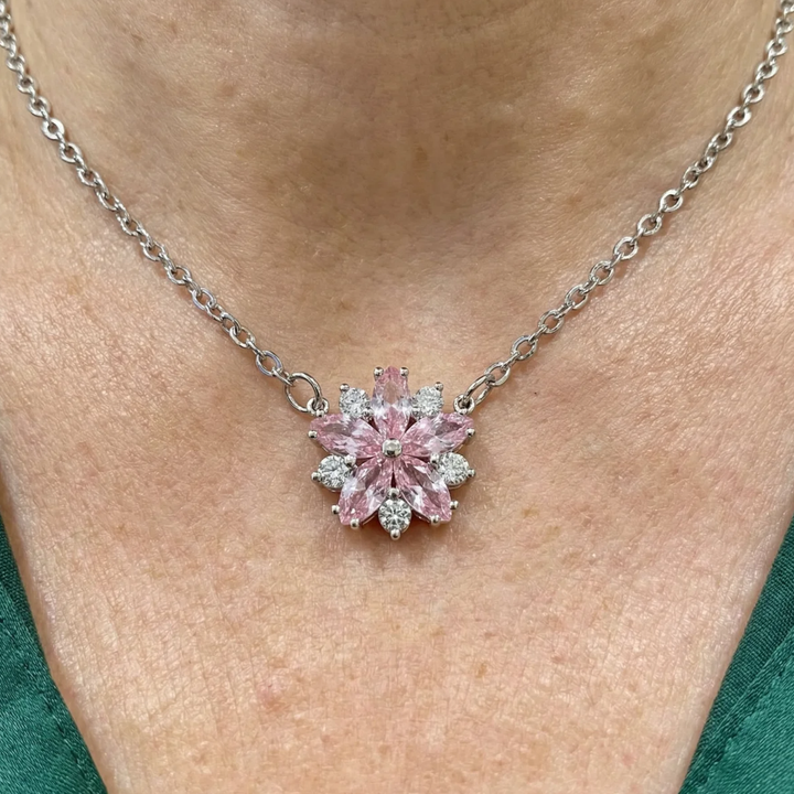 Collier fleur de cerisier | Or blanc