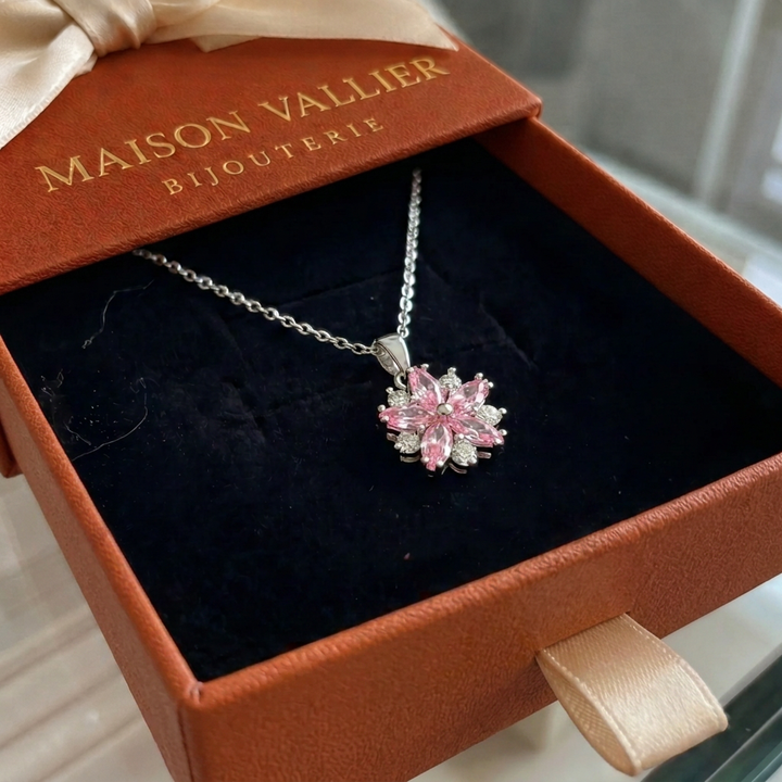 Collier fleur de cerisier | Or blanc