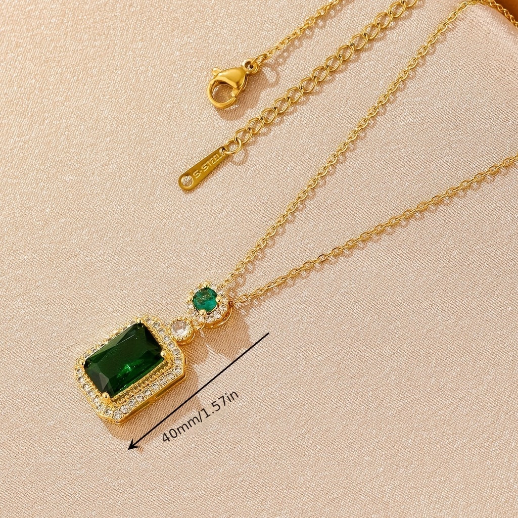 Collier Greta avec pierre d'émeraude | Or