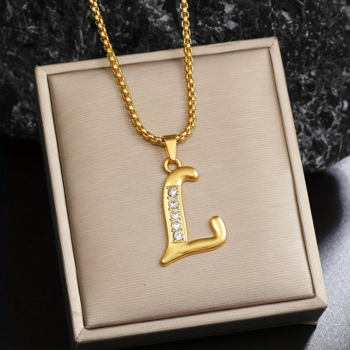 Collier initial en cristal accent | Or