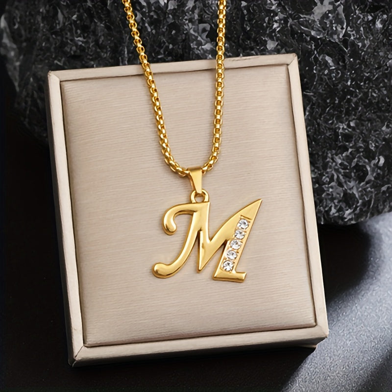 Collier initial en cristal accent | Or