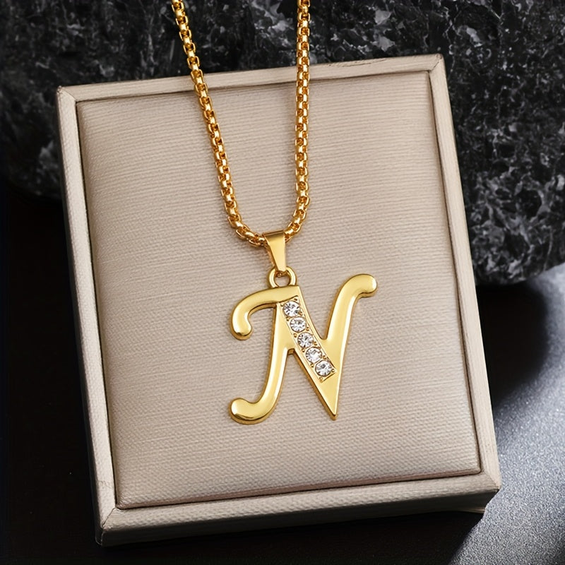 Collier initial en cristal accent | Or