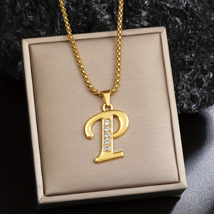 Collier initial en cristal accent | Or