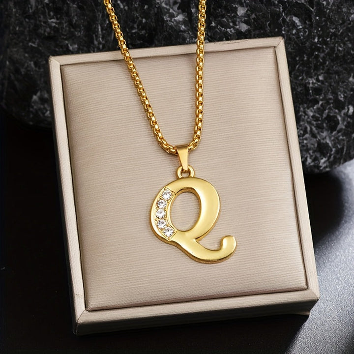 Collier initial en cristal accent | Or