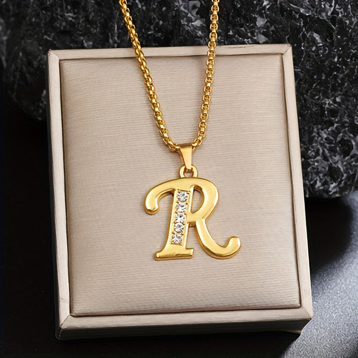 Collier initial en cristal accent | Or