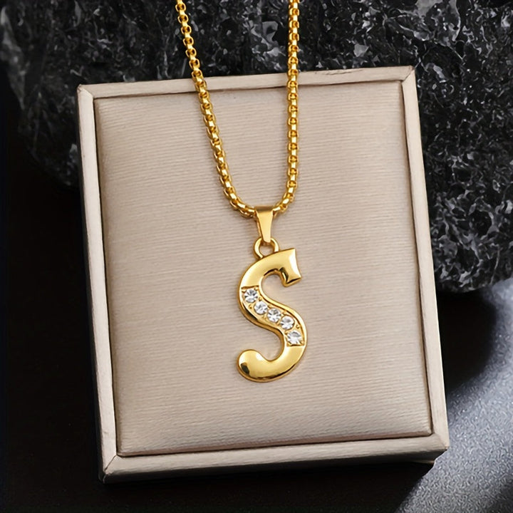 Collier initial en cristal accent | Or