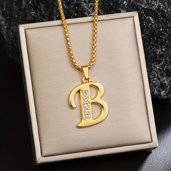Collier initial en cristal accent | Or