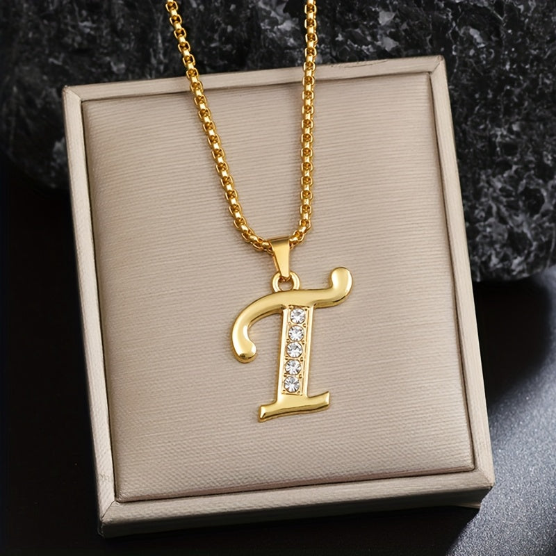Collier initial en cristal accent | Or