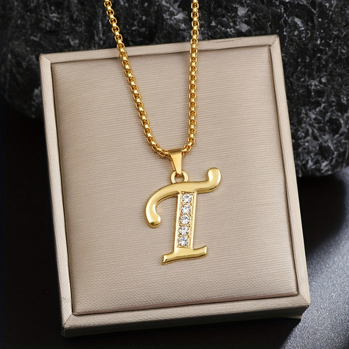 Collier initial en cristal accent | Or