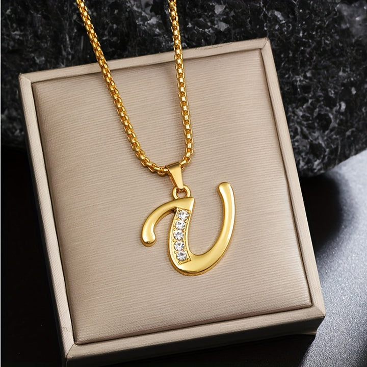 Collier initial en cristal accent | Or