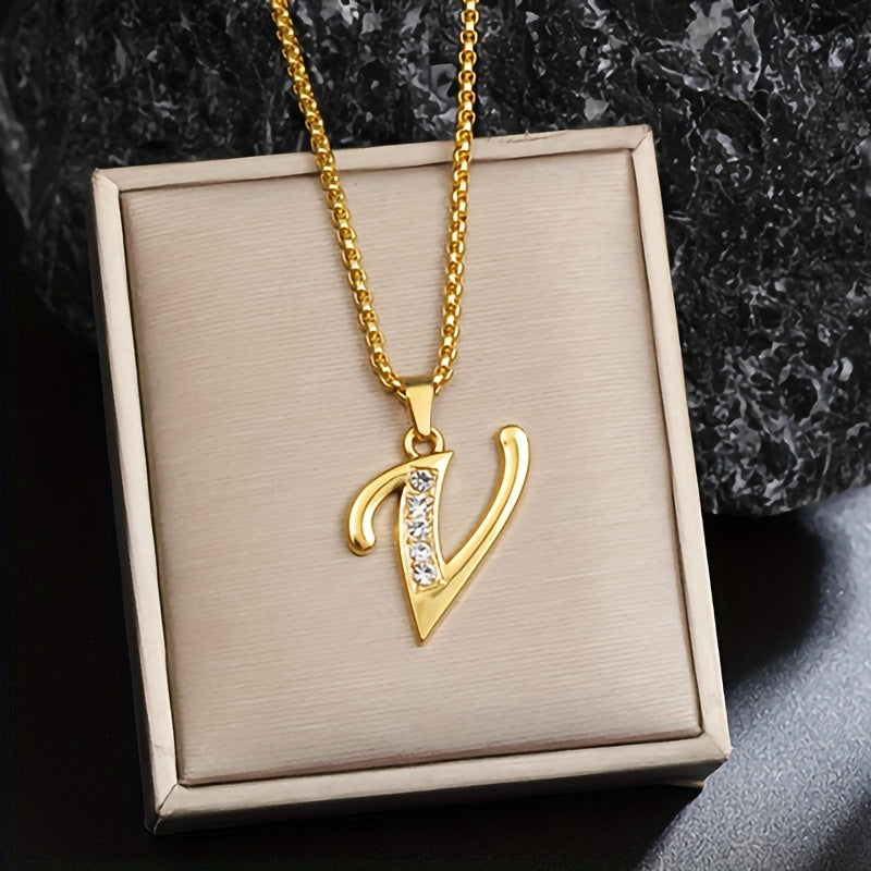 Collier initial en cristal accent | Or