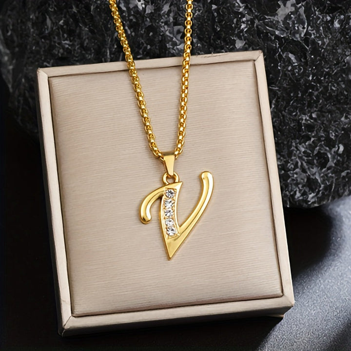 Collier initial en cristal accent | Or