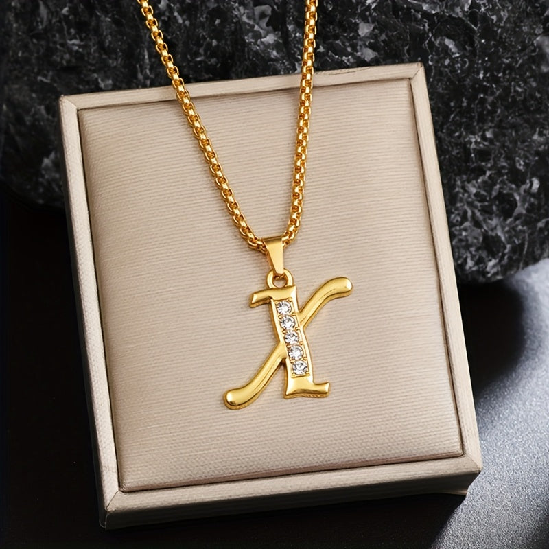 Collier initial en cristal accent | Or