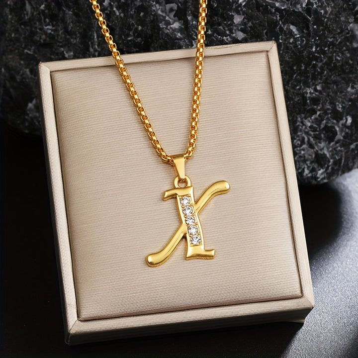 Collier initial en cristal accent | Or