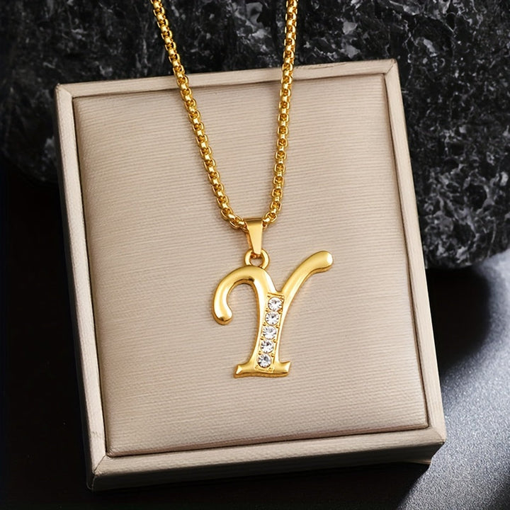 Collier initial en cristal accent | Or