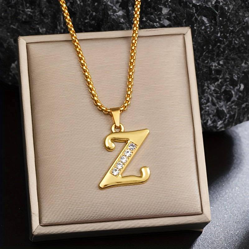 Collier initial en cristal accent | Or