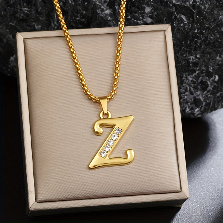 Collier initial en cristal accent | Or
