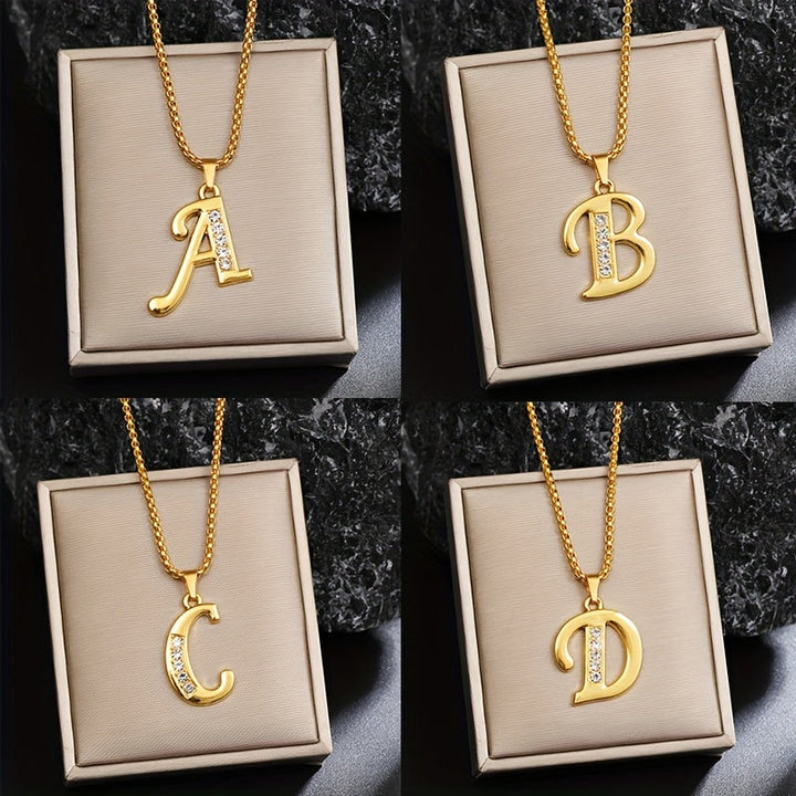 Collier initial en cristal accent | Or