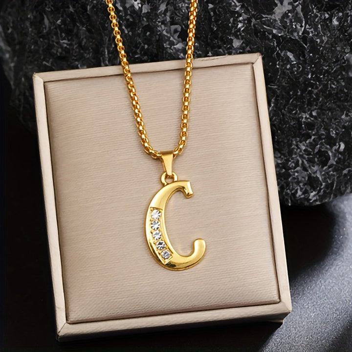 Collier initial en cristal accent | Or