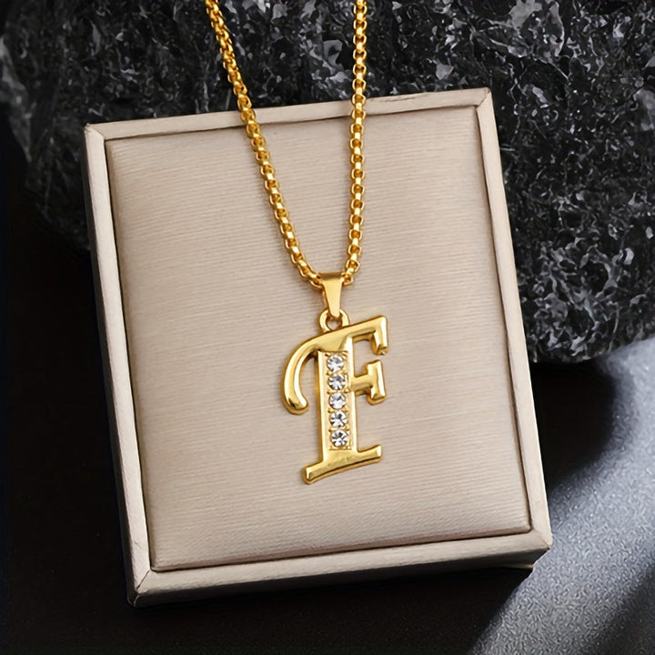 Collier initial en cristal accent | Or
