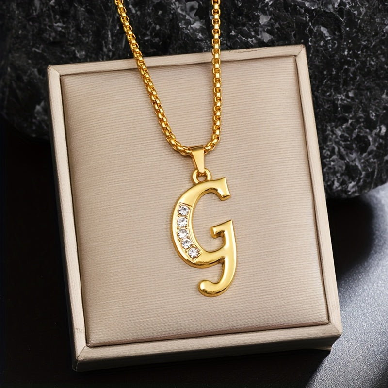 Collier initial en cristal accent | Or