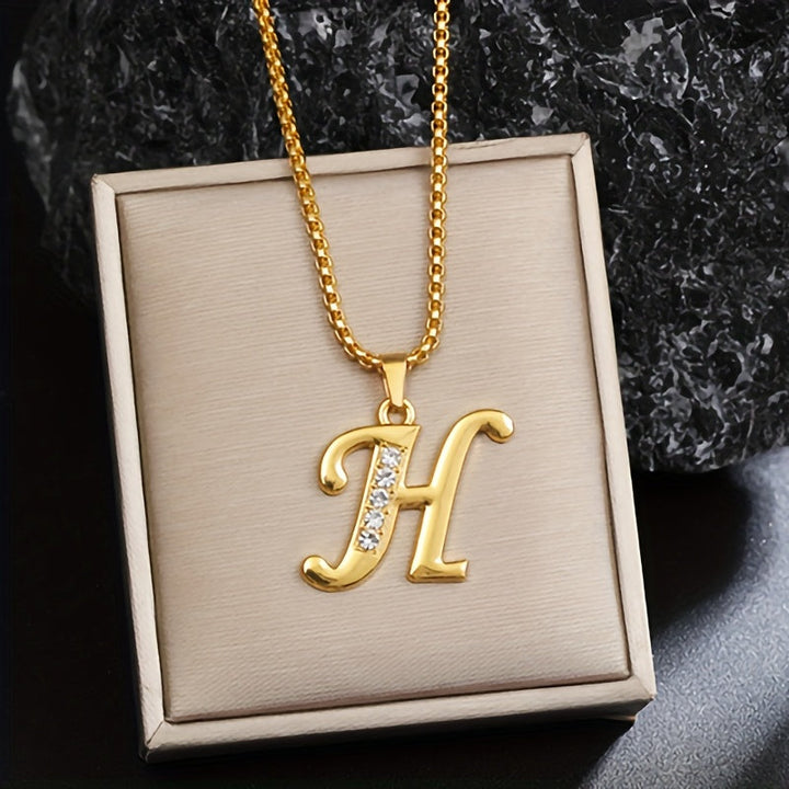 Collier initial en cristal accent | Or