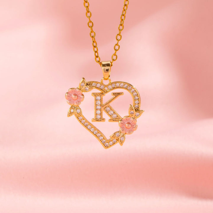 Collier initiale charme floral | Or