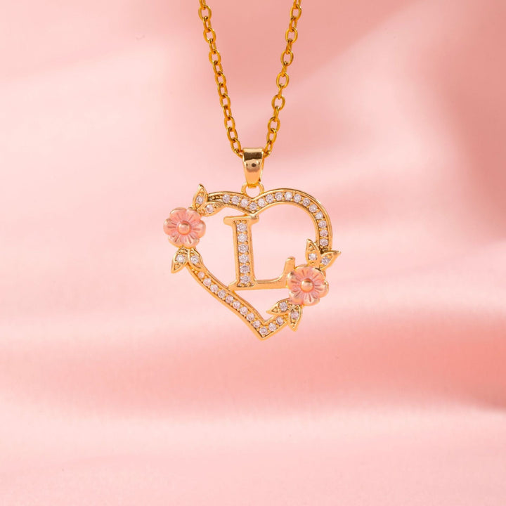 Collier initiale charme floral | Or