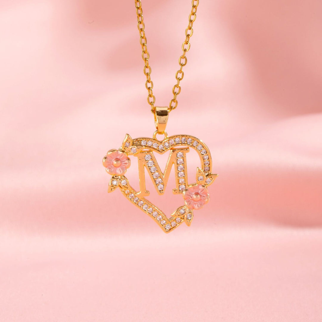 Collier initiale charme floral | Or