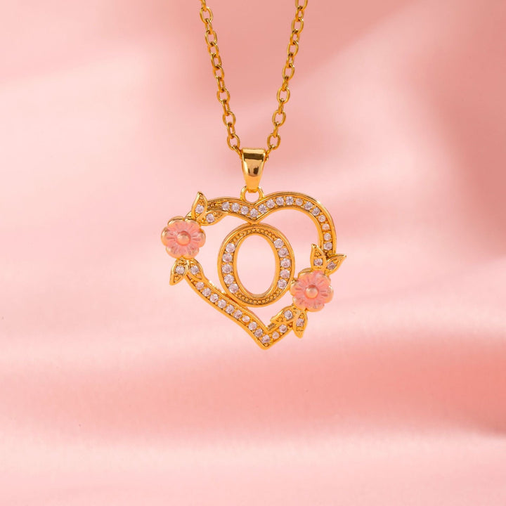 Collier initiale charme floral | Or